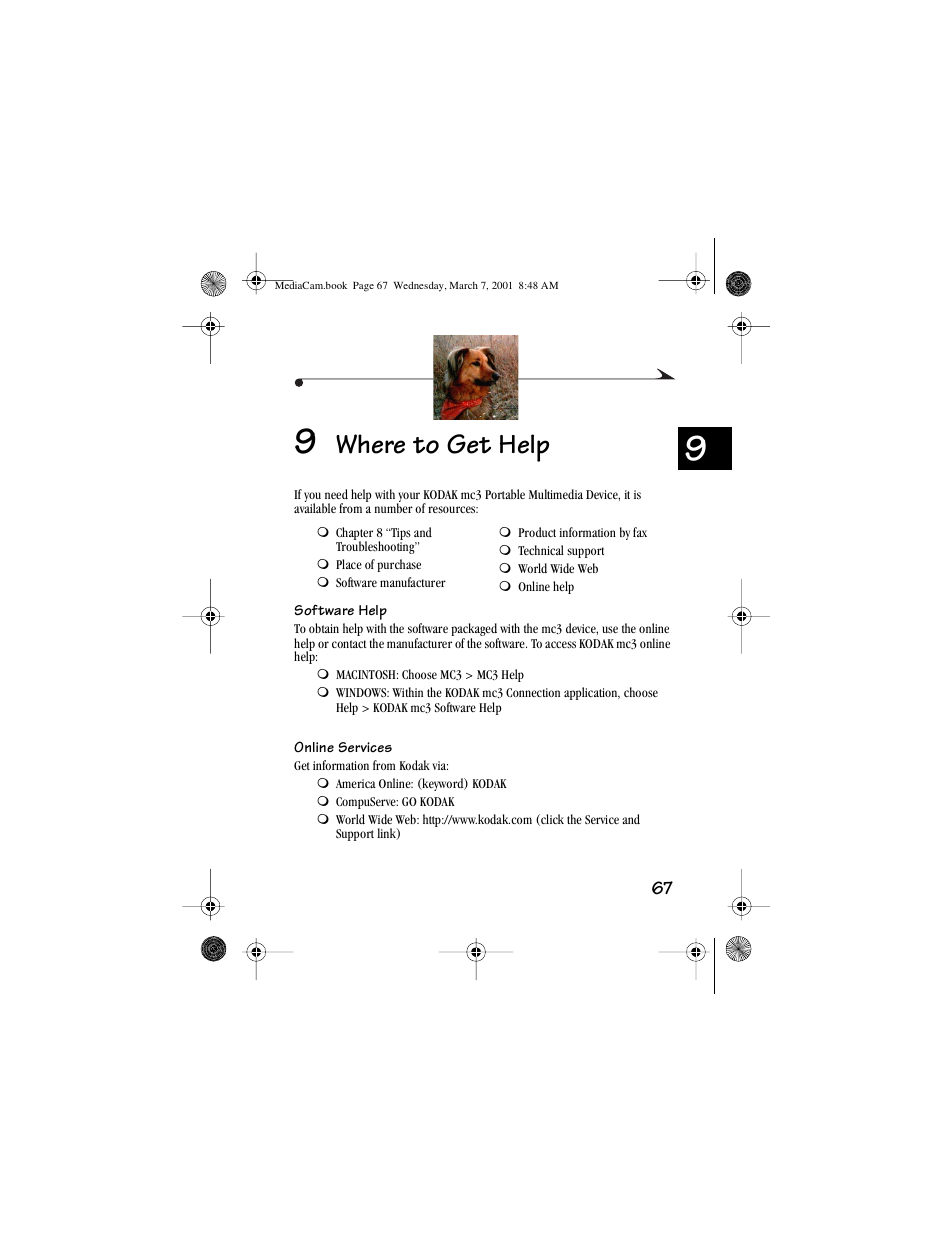 9 where to get help, Where to get help | Kodak mc3 User Manual | Page 73 / 88