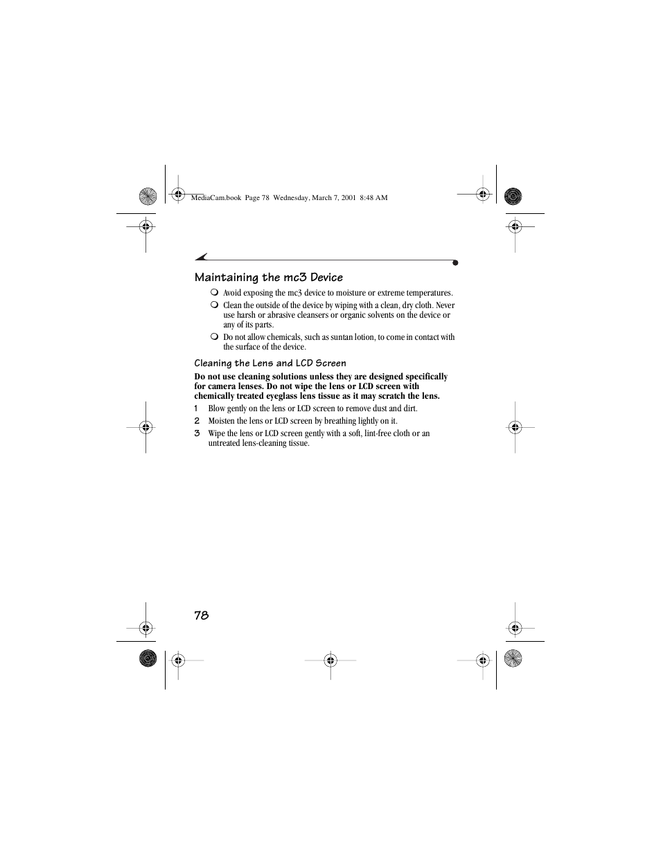 Maintaining the mc3 device, 78 maintaining the mc3 device | Kodak mc3 User Manual | Page 84 / 88