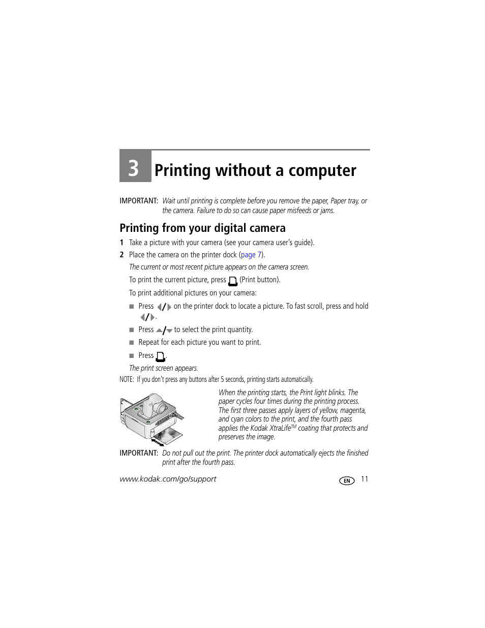 Printing without a computer, Printing from your digital camera, 3 printing without a computer | Kodak G600 User Manual | Page 17 / 76