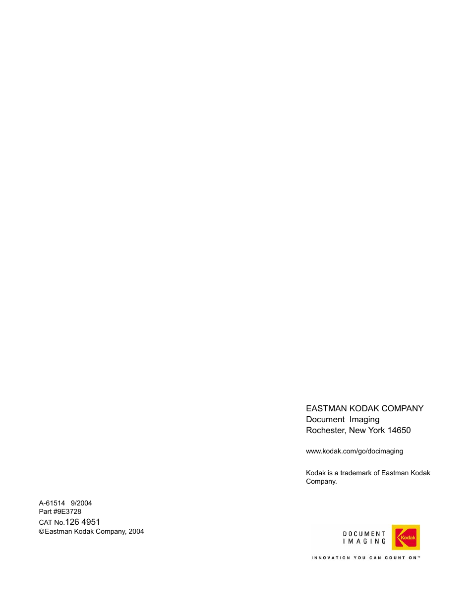 Kodak INNOVATION I100 User Manual | Page 40 / 40