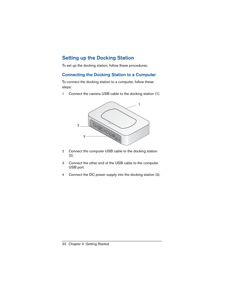 Setting up the docking station, Connecting the docking station to a computer | Kodak INTRAORAL 1500 User Manual | Page 28 / 54