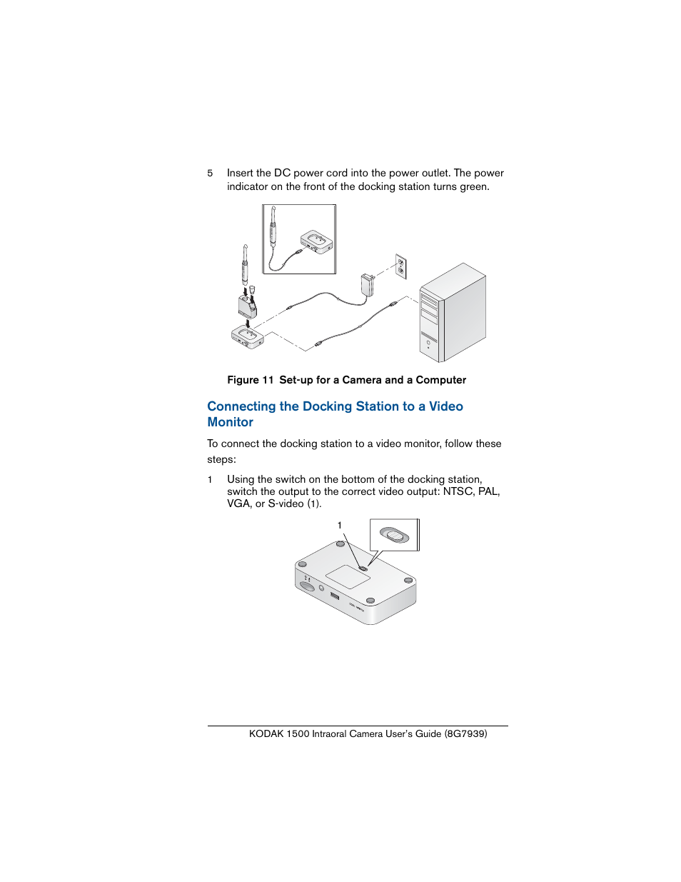 Connecting the docking station to a video monitor | Kodak INTRAORAL 1500 User Manual | Page 29 / 54