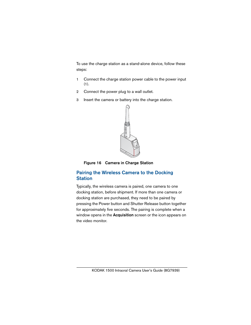 Pairing the wireless camera to the docking station | Kodak INTRAORAL 1500 User Manual | Page 37 / 54