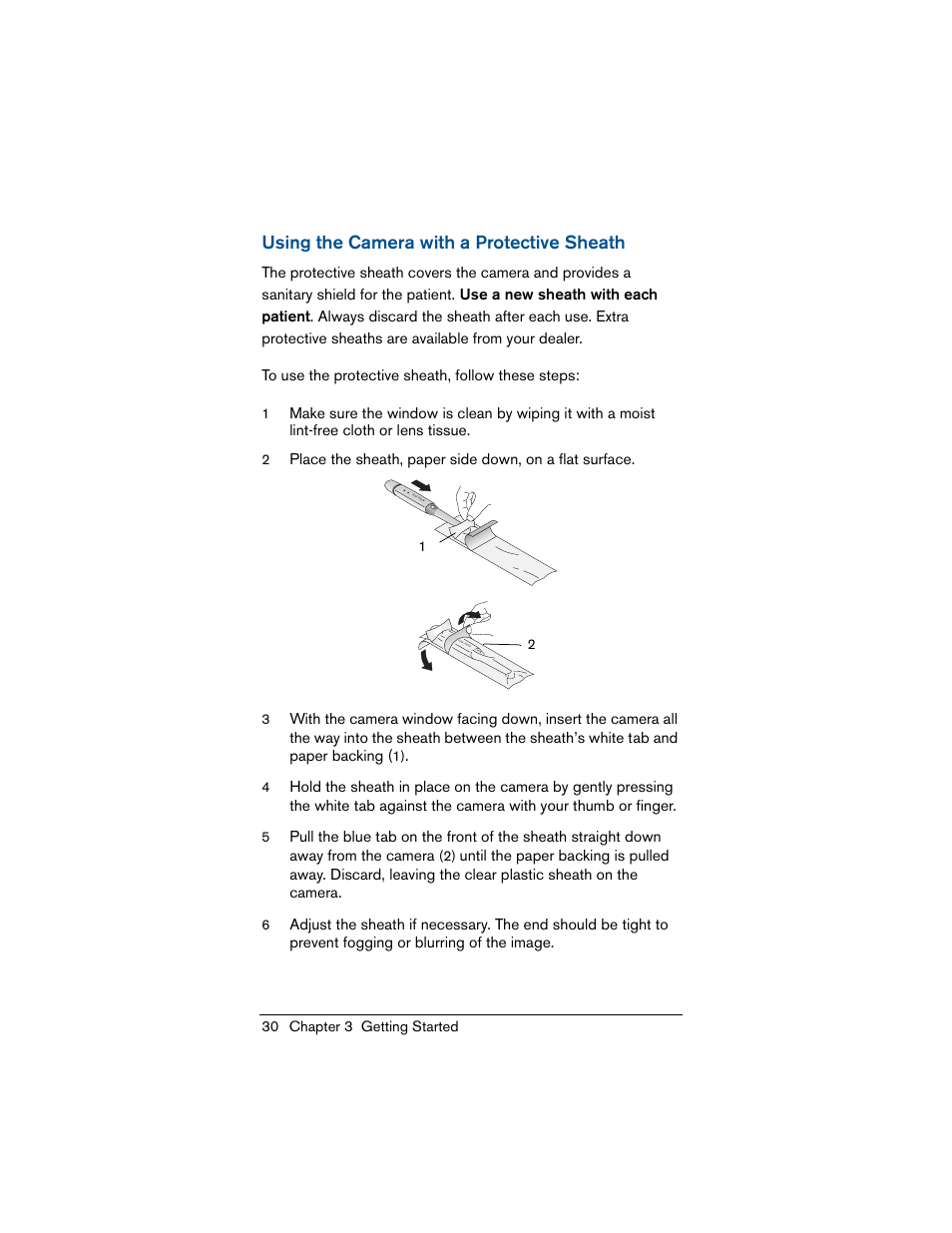 Using the camera with a protective sheath | Kodak INTRAORAL 1500 User Manual | Page 38 / 54