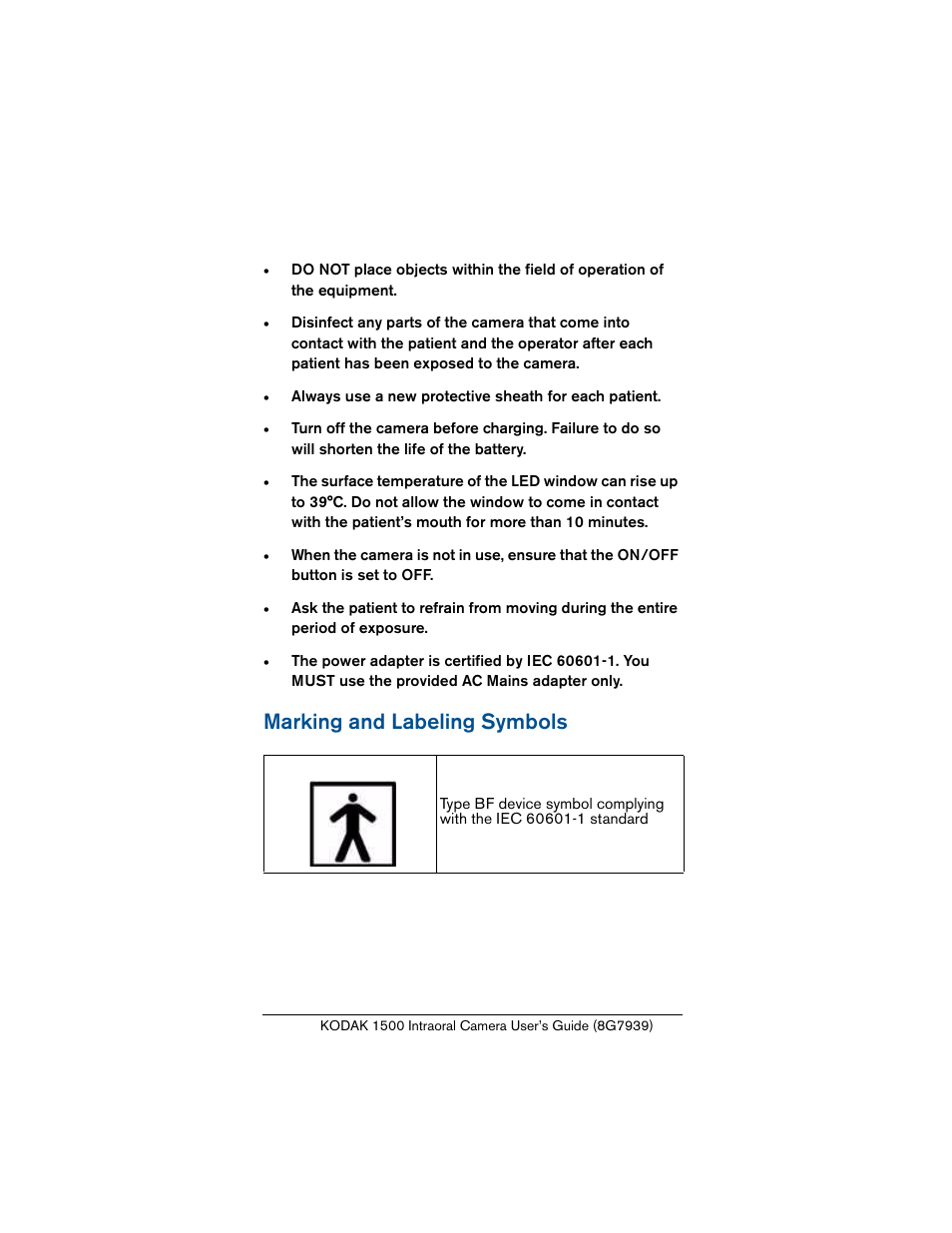 Marking and labeling symbols | Kodak INTRAORAL 1500 User Manual | Page 7 / 54