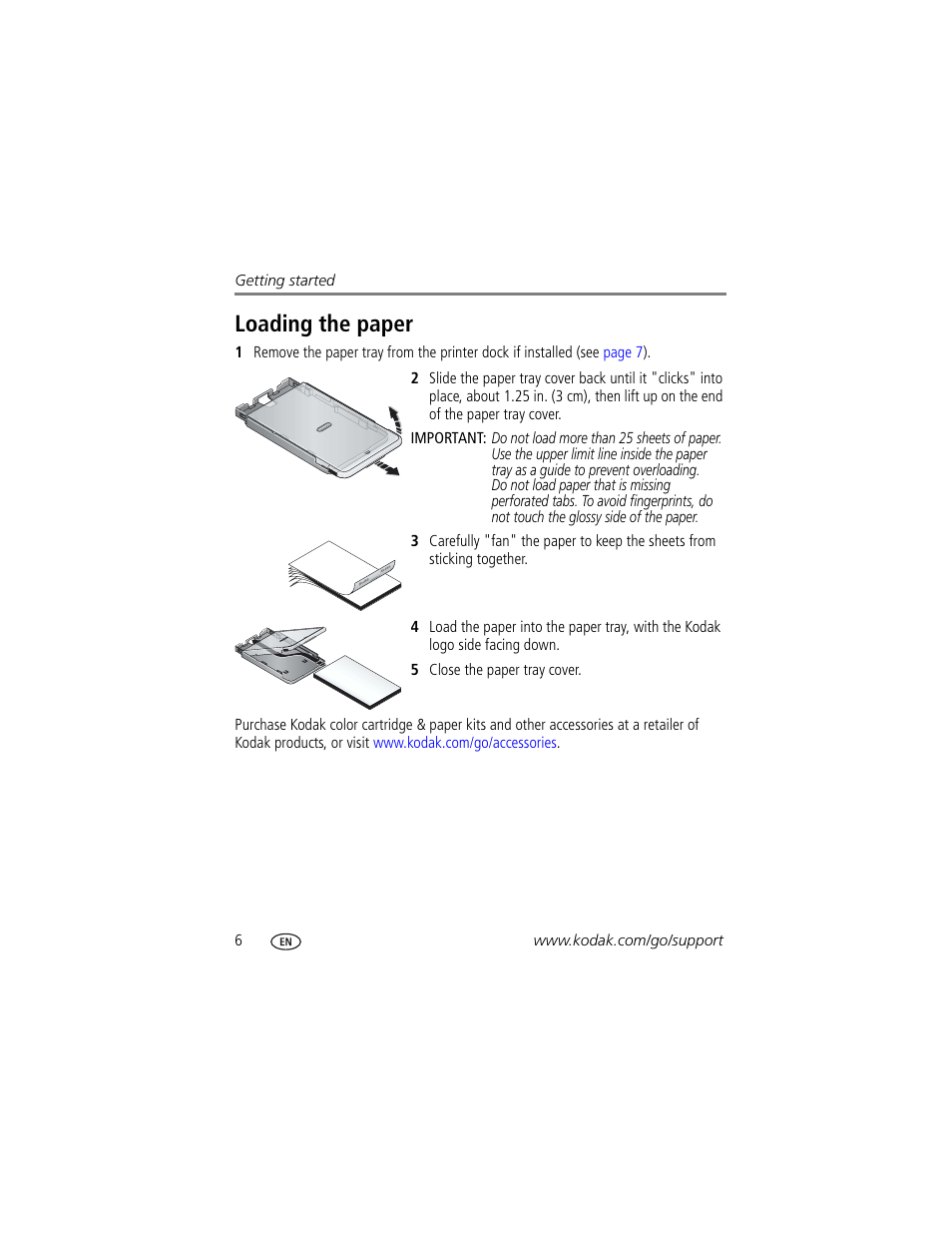 Loading the paper | Kodak EasyShare Series 3 User Manual | Page 12 / 66