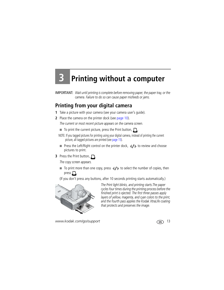 3 printing without a computer, Printing from your digital camera, Printing without a computer | Kodak EasyShare Series 3 User Manual | Page 19 / 66