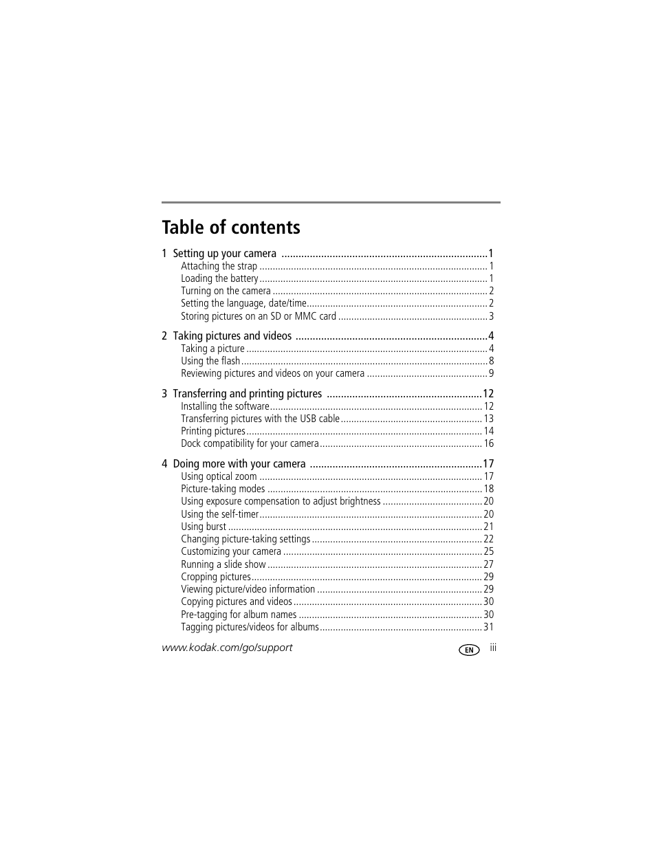 Kodak EasyShare C703 User Manual | Page 5 / 70