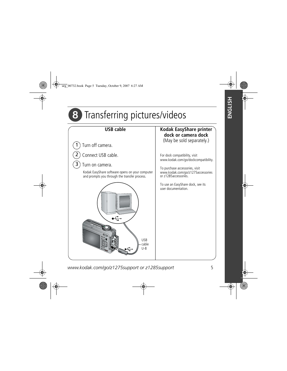 Transferring pictures/videos | Kodak Z1275 User Manual | Page 5 / 28
