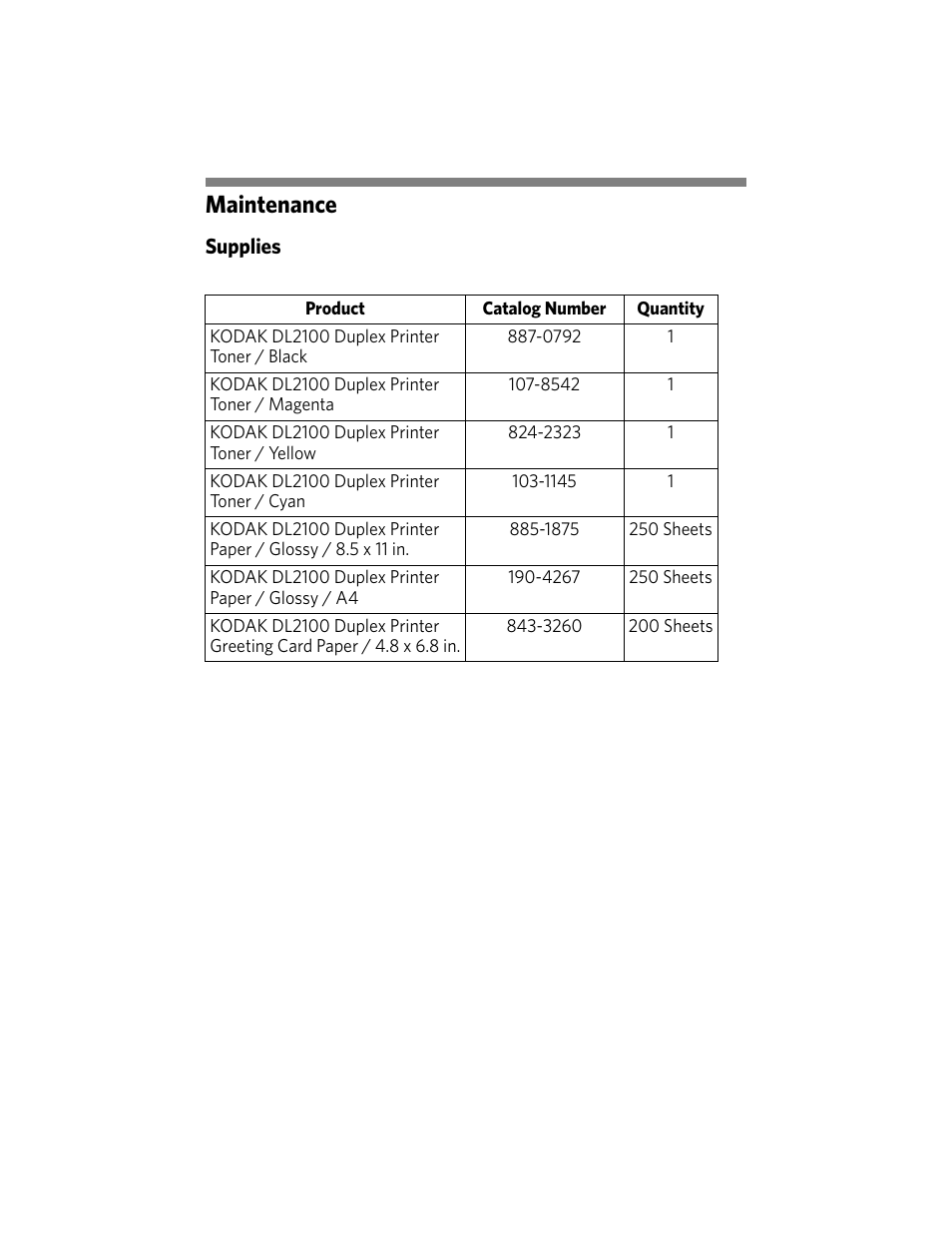 Maintenance, Supplies | Kodak DUPLEX DL2100 User Manual | Page 12 / 34