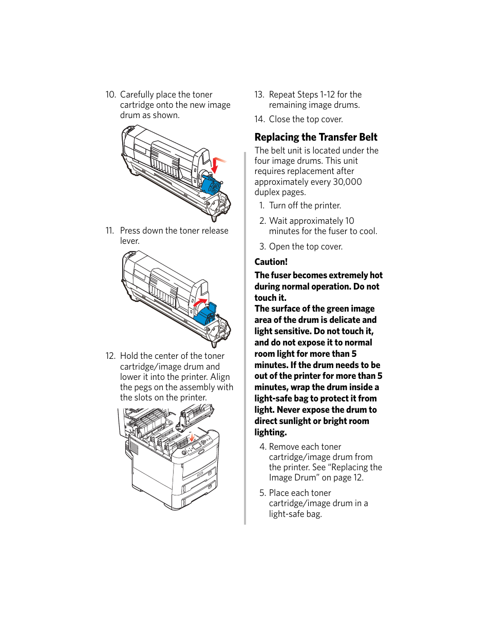 Replacing the transfer belt | Kodak DUPLEX DL2100 User Manual | Page 14 / 34