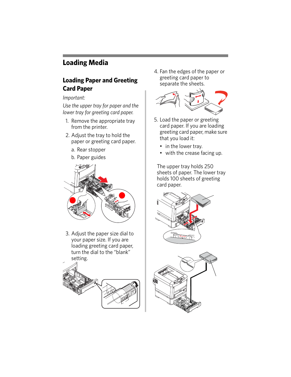 Loading media, Loading paper and greeting card paper | Kodak DUPLEX DL2100 User Manual | Page 8 / 34