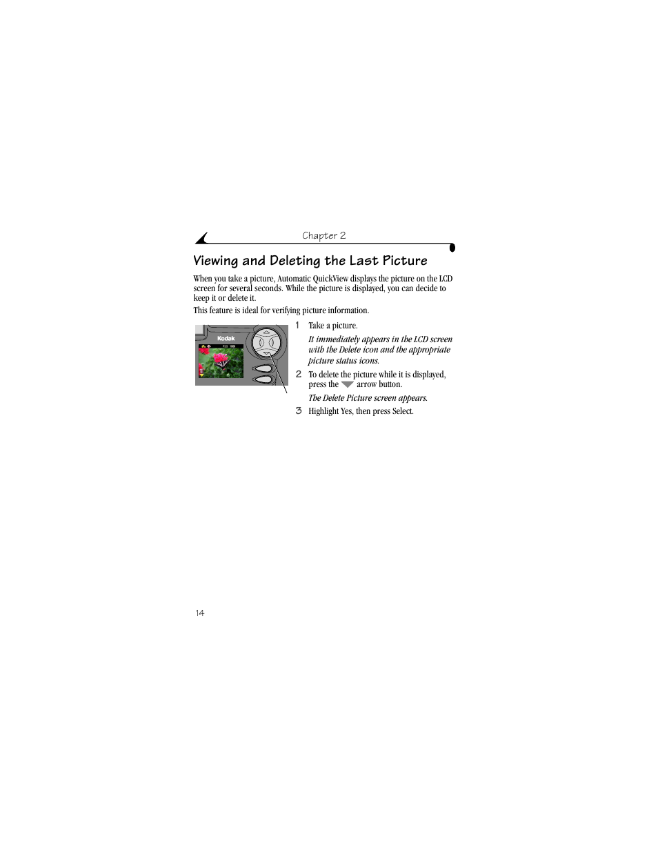 Viewing and deleting the last picture | Kodak DX4900 User Manual | Page 24 / 106