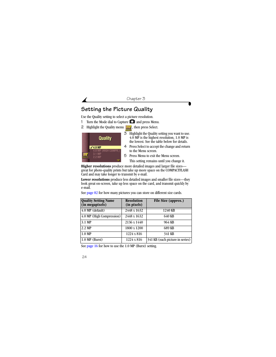 Setting the picture quality | Kodak DX4900 User Manual | Page 34 / 106