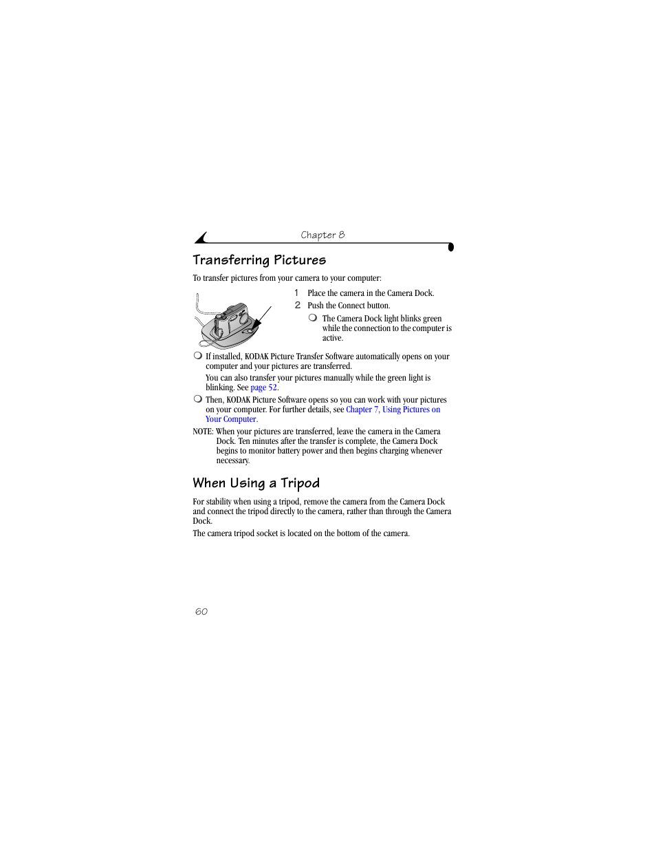 Transferring pictures, When using a tripod, Transferring pictures when using a tripod | Kodak DX4900 User Manual | Page 70 / 106