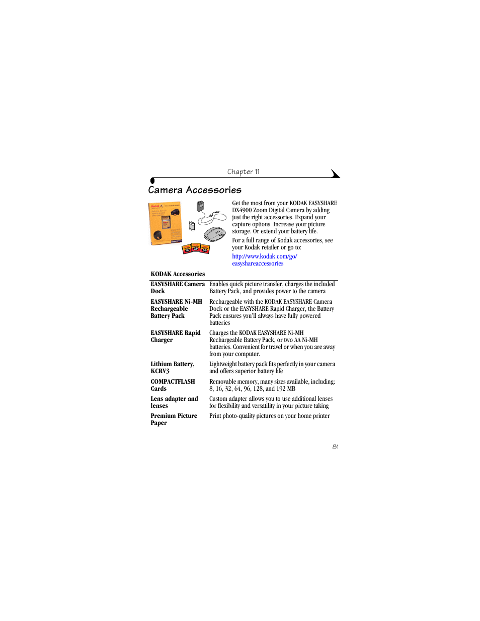 Camera accessories | Kodak DX4900 User Manual | Page 91 / 106