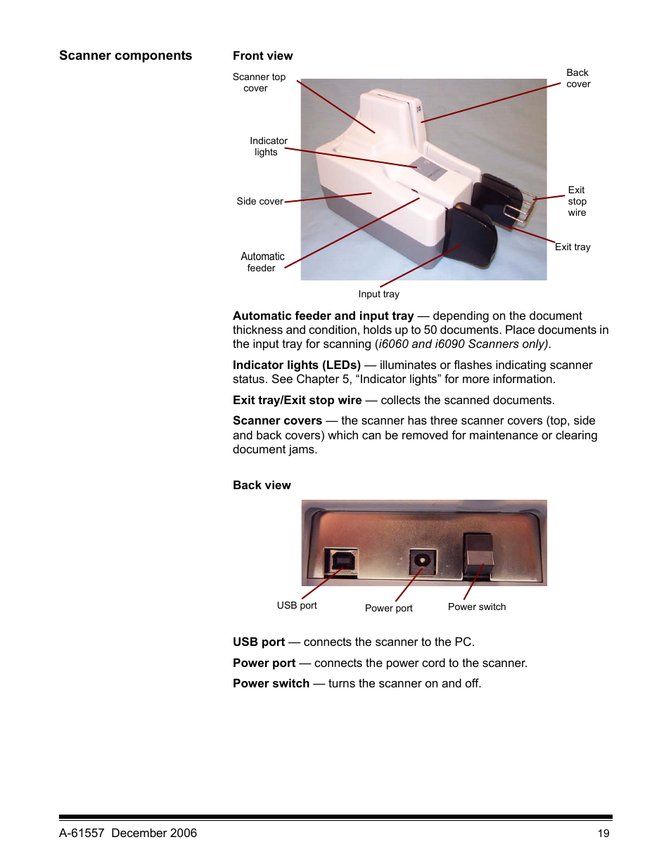 Scanner components | Kodak A-61557 User Manual | Page 21 / 38