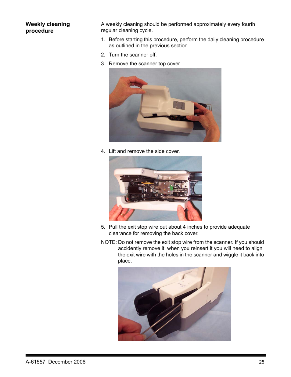 Weekly cleaning procedure | Kodak A-61557 User Manual | Page 27 / 38