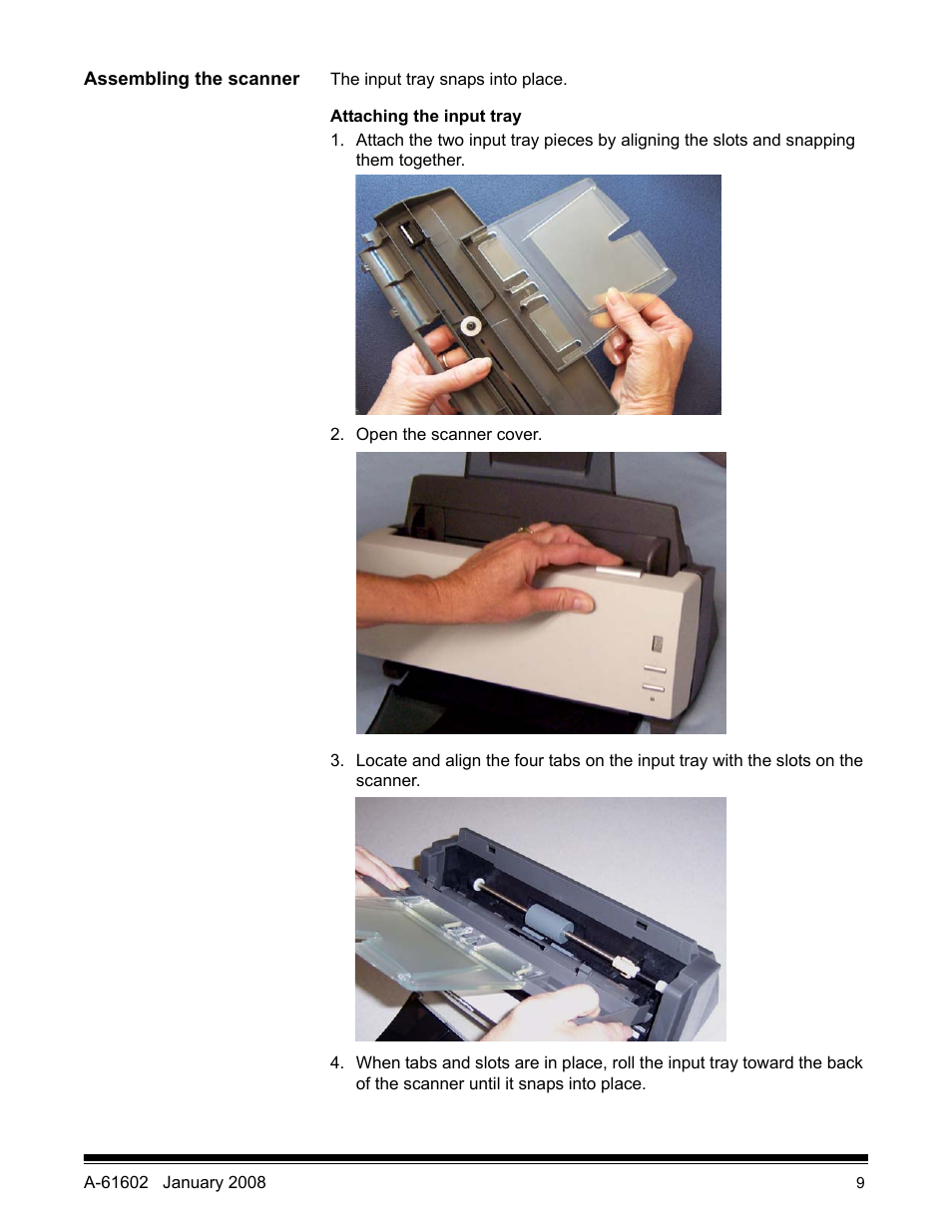 Assembling the scanner | Kodak A-61602 User Manual | Page 12 / 96