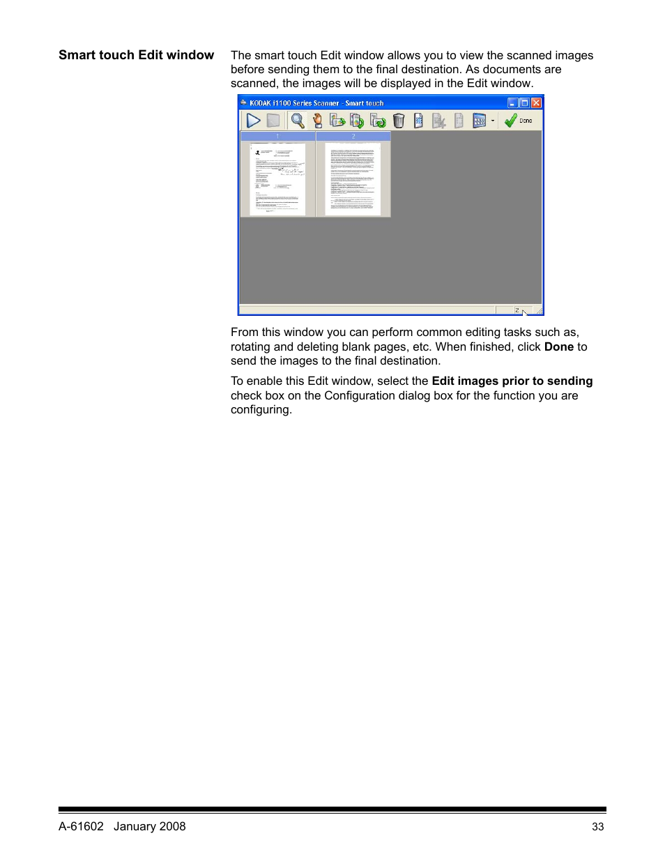 Smart touch edit window | Kodak A-61602 User Manual | Page 36 / 96