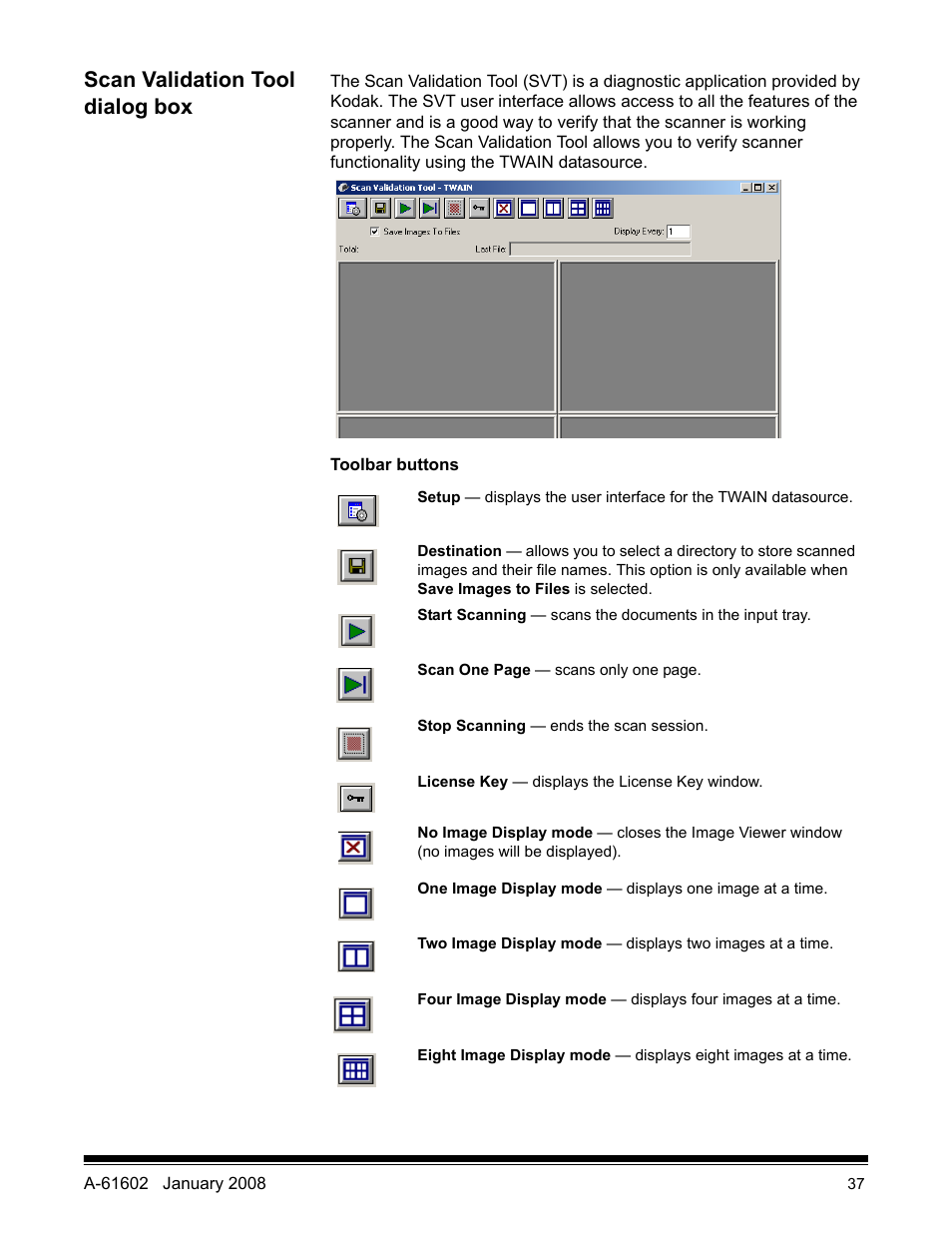 Scan validation tool dialog box | Kodak A-61602 User Manual | Page 40 / 96