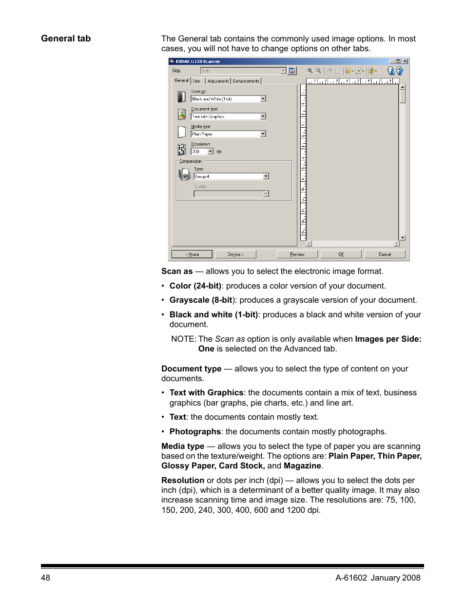 General tab | Kodak A-61602 User Manual | Page 51 / 96