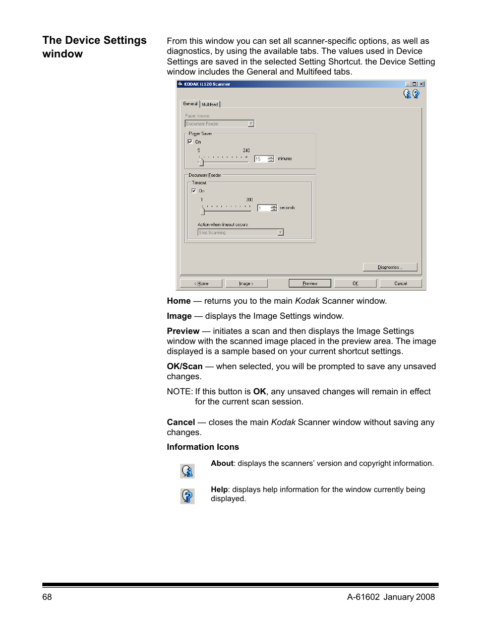 The device settings window | Kodak A-61602 User Manual | Page 71 / 96