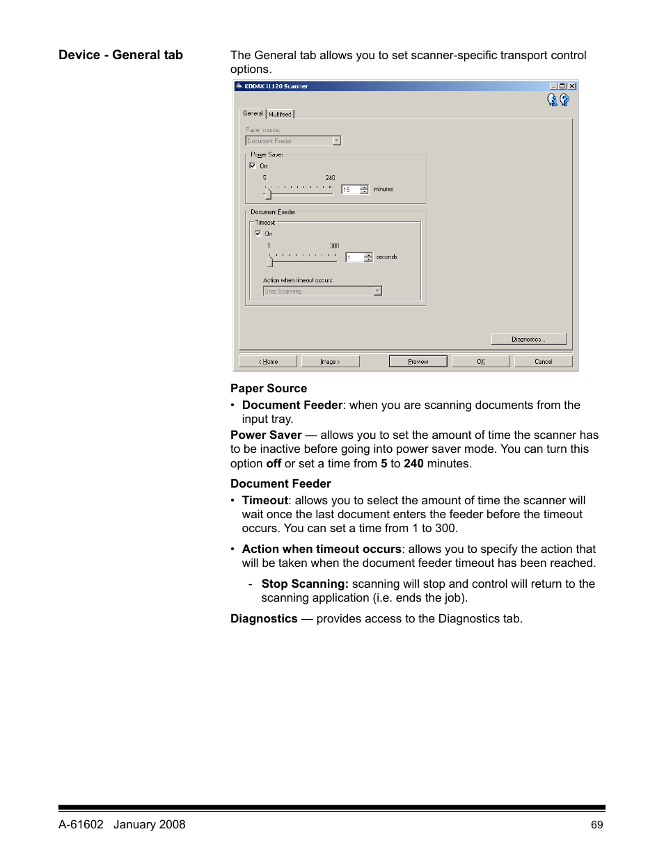 Device - general tab | Kodak A-61602 User Manual | Page 72 / 96