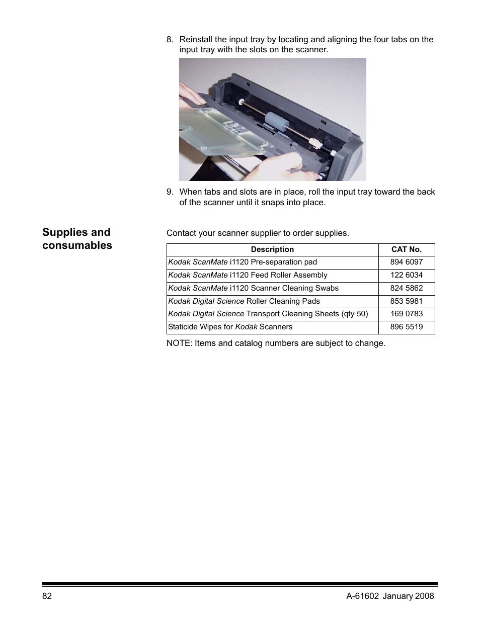 Supplies and consumables | Kodak A-61602 User Manual | Page 85 / 96