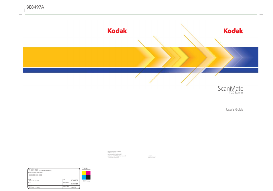 Scanmate, User’s guide, I1120 scanner | Kodak A-61602 User Manual | Page 96 / 96