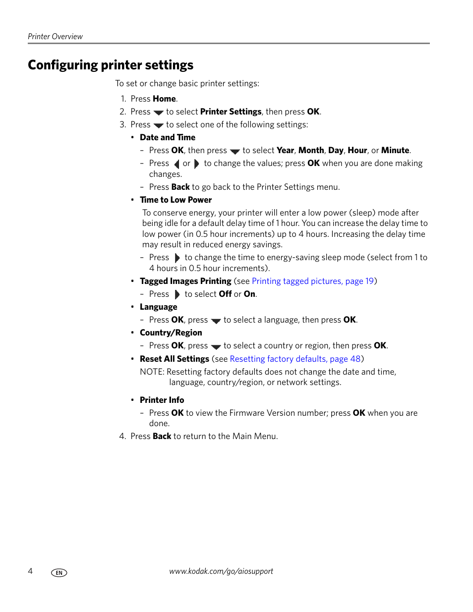 Configuring printer settings | Kodak ESP C110 User Manual | Page 10 / 76