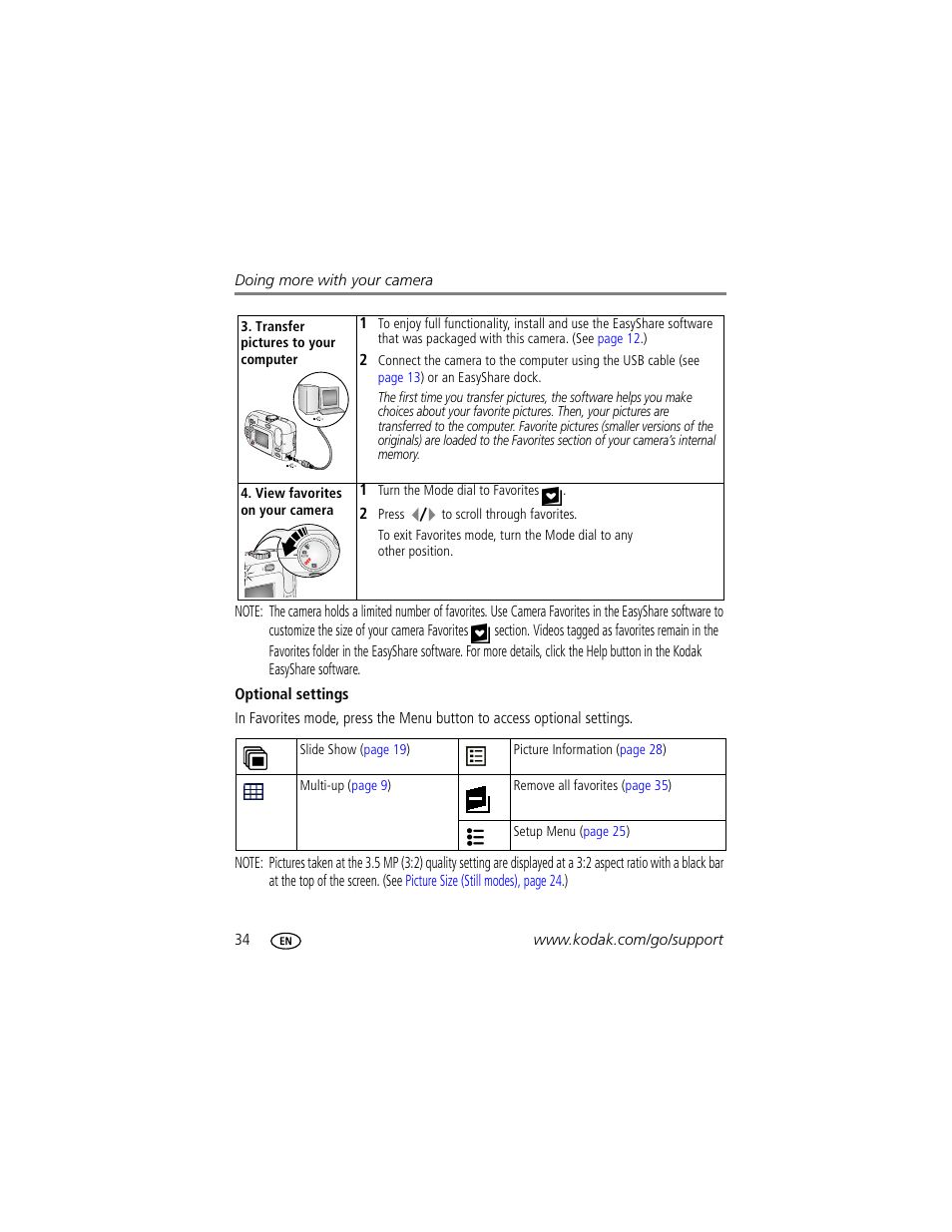 Optional settings | Kodak EasyShare C310 User Manual | Page 40 / 72