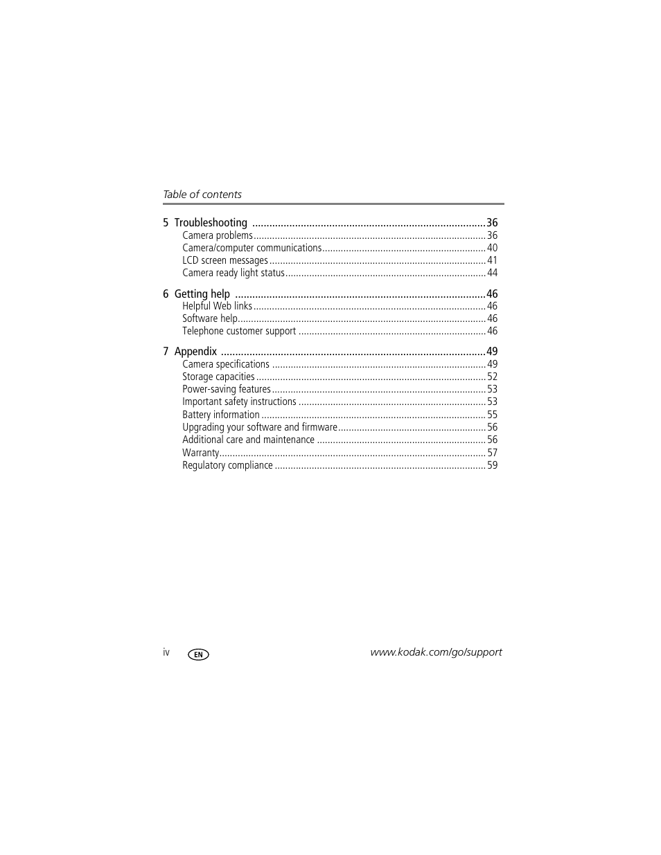 Kodak EasyShare C310 User Manual | Page 6 / 72