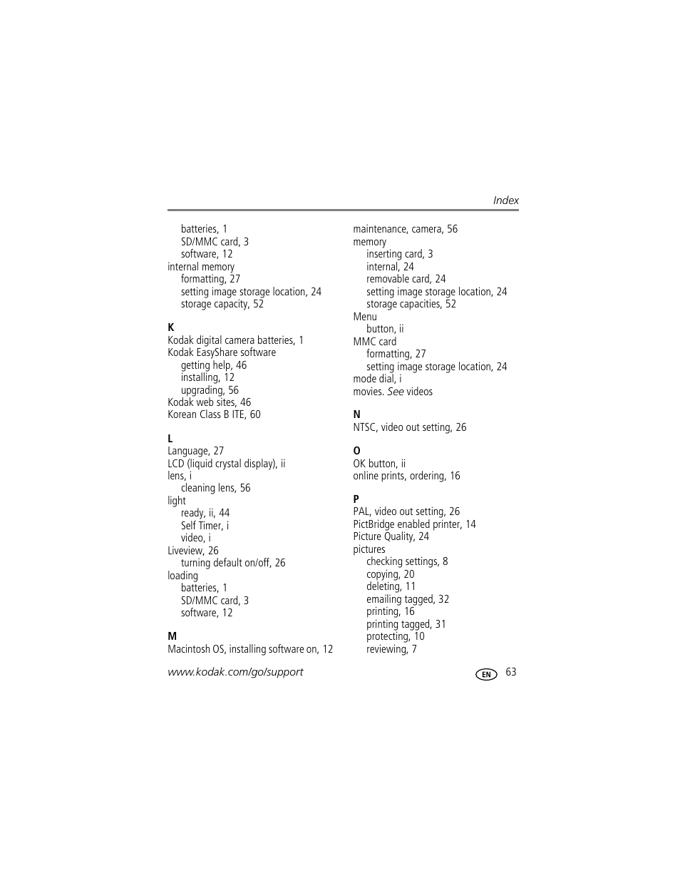 Kodak EasyShare C310 User Manual | Page 69 / 72