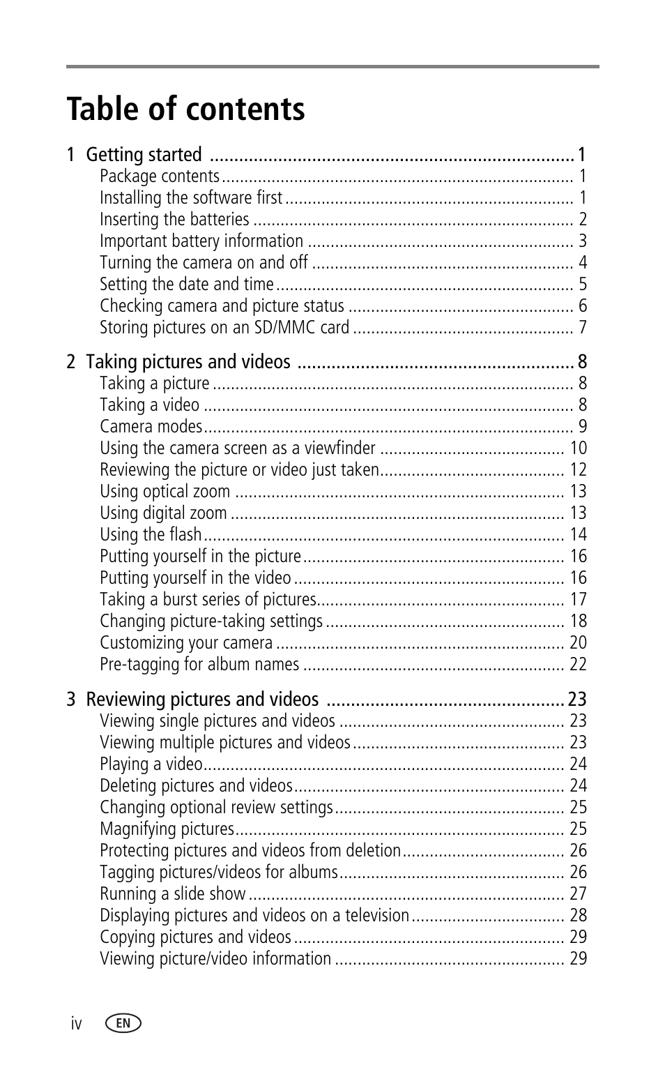 Kodak CX7330 User Manual | Page 6 / 61