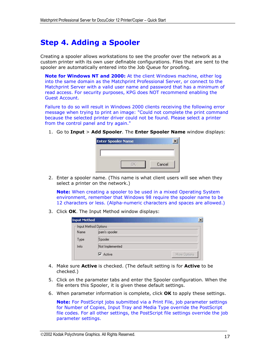 Step 4. adding a spooler | Kodak KY0730485 User Manual | Page 17 / 27