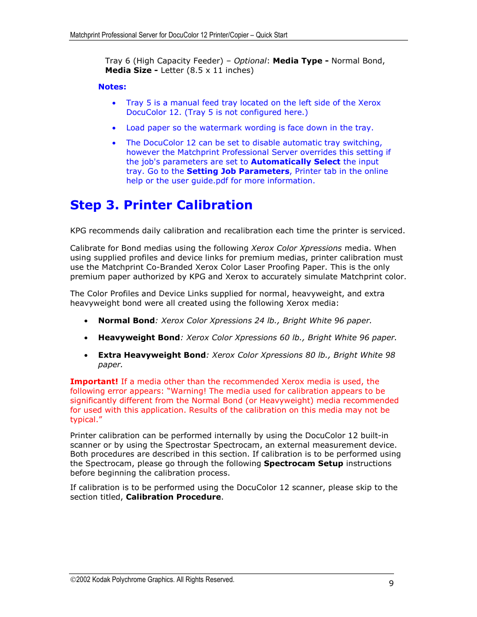 Step 3. printer calibration | Kodak KY0730485 User Manual | Page 9 / 27