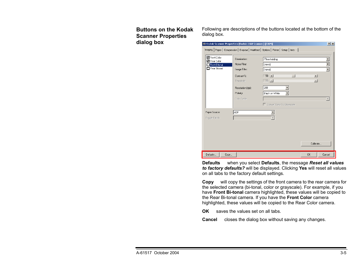 The imaging tab | Kodak i100 Series User Manual | Page 28 / 80