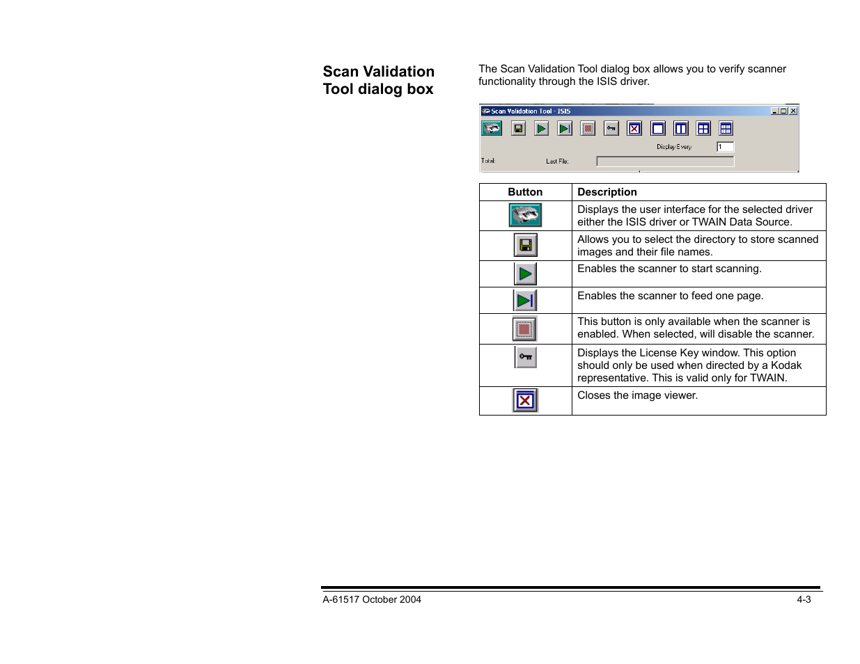 Scan validation tool dialog box | Kodak i100 Series User Manual | Page 56 / 80