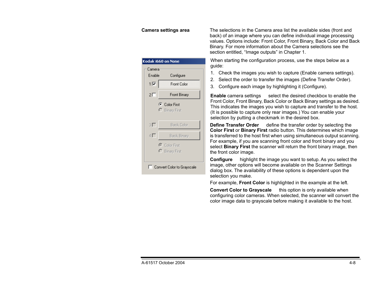 Image processing settings | Kodak i100 Series User Manual | Page 61 / 80