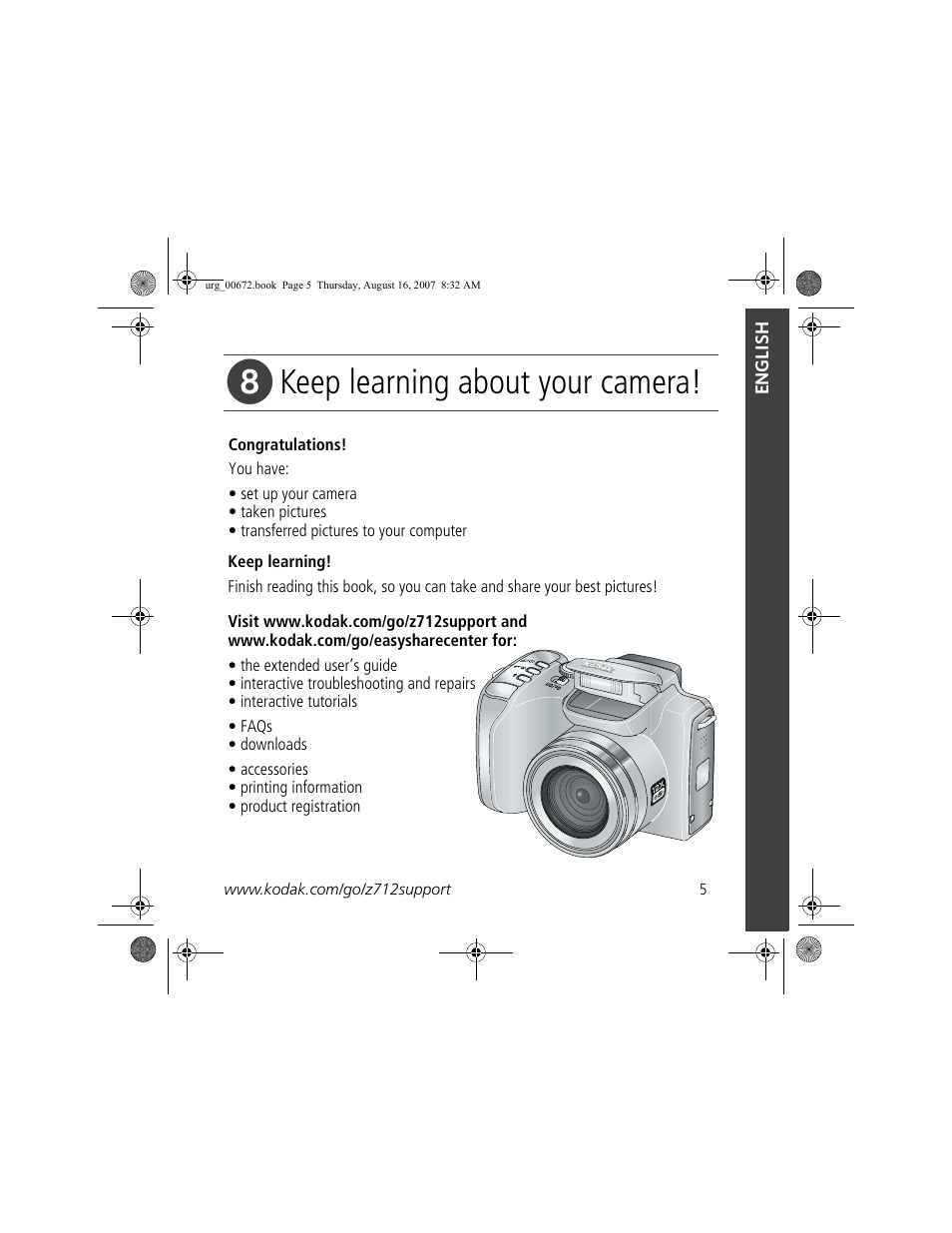 Keep learning about your camera | Kodak KLIC-8000 User Manual | Page 5 / 27