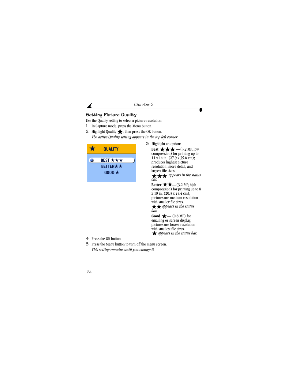 Setting picture quality | Kodak CX4310 User Manual | Page 32 / 108