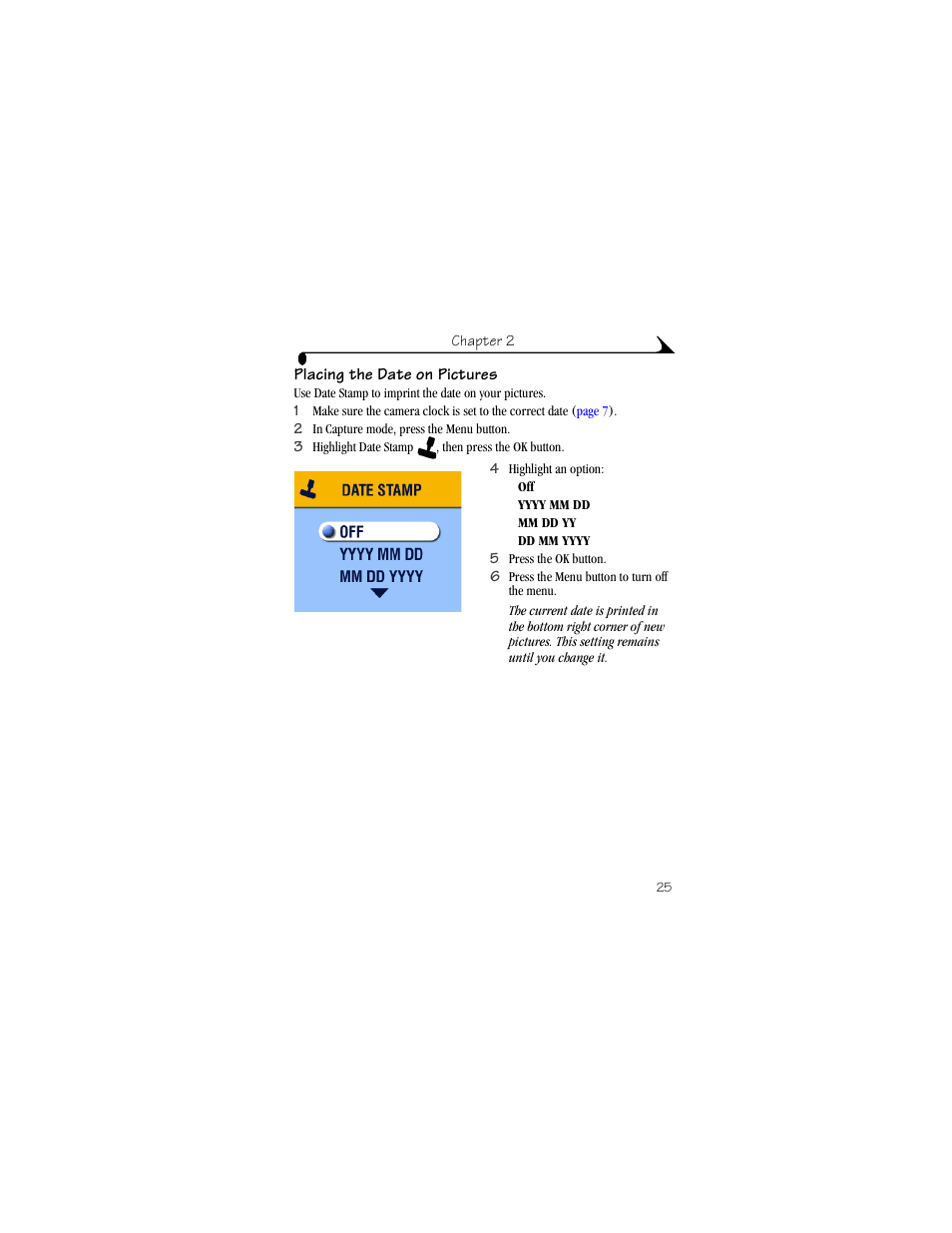 Placing the date on pictures | Kodak CX4310 User Manual | Page 33 / 108