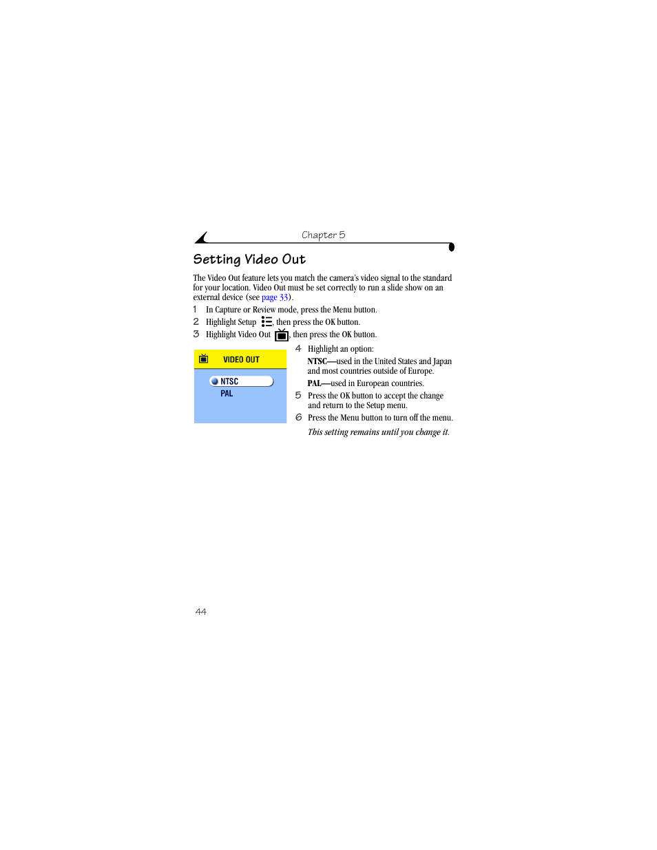 Setting video out | Kodak CX4310 User Manual | Page 52 / 108
