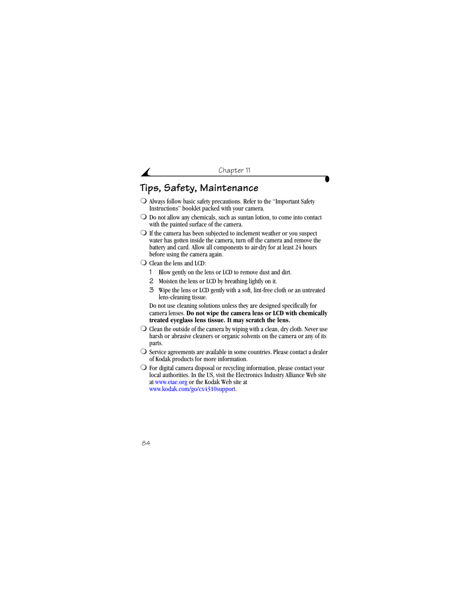 Tips, safety, maintenance | Kodak CX4310 User Manual | Page 92 / 108