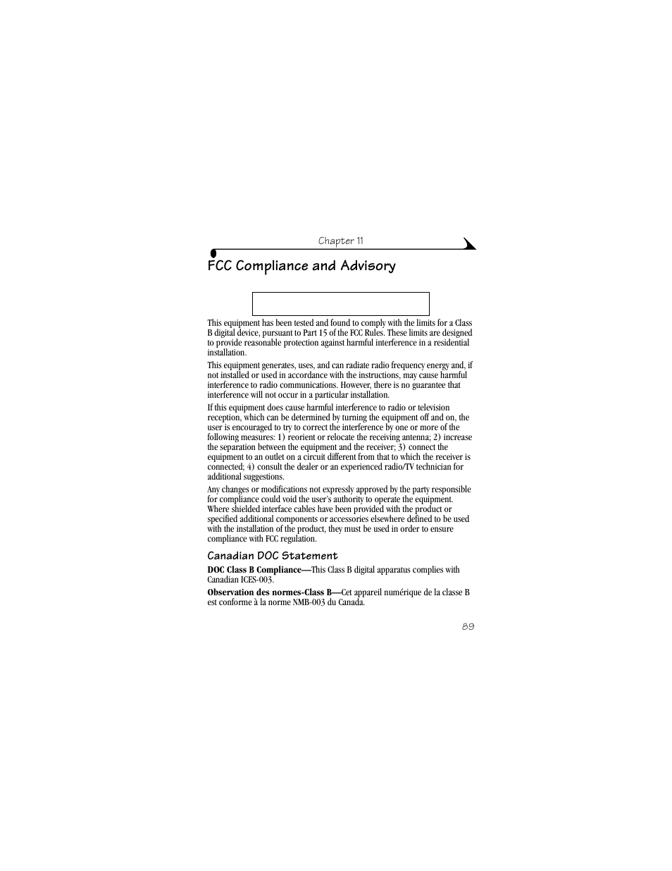 Fcc compliance and advisory, Canadian doc statement | Kodak CX4310 User Manual | Page 97 / 108