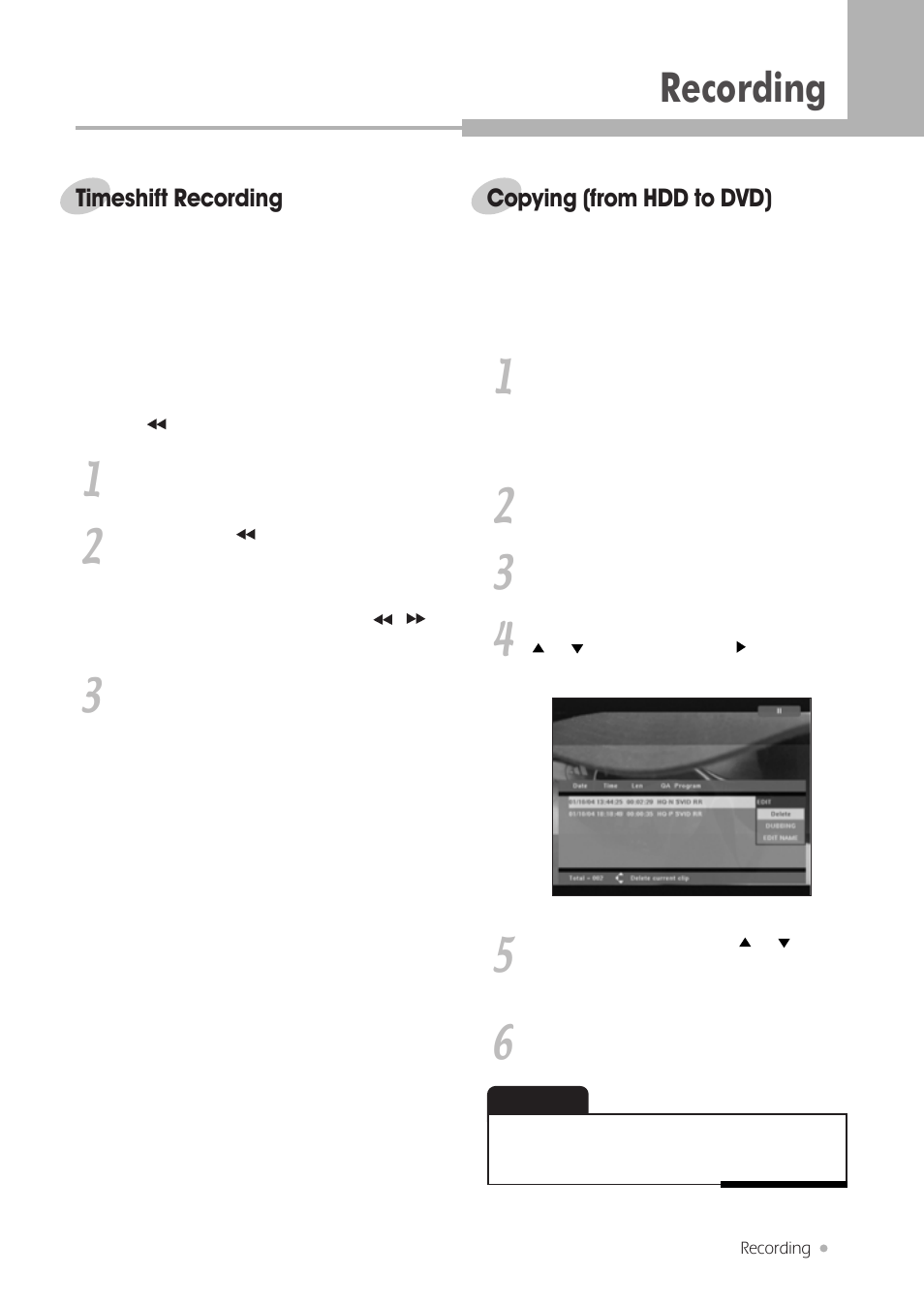 Recording | Kodak DRHD-120 User Manual | Page 29 / 43