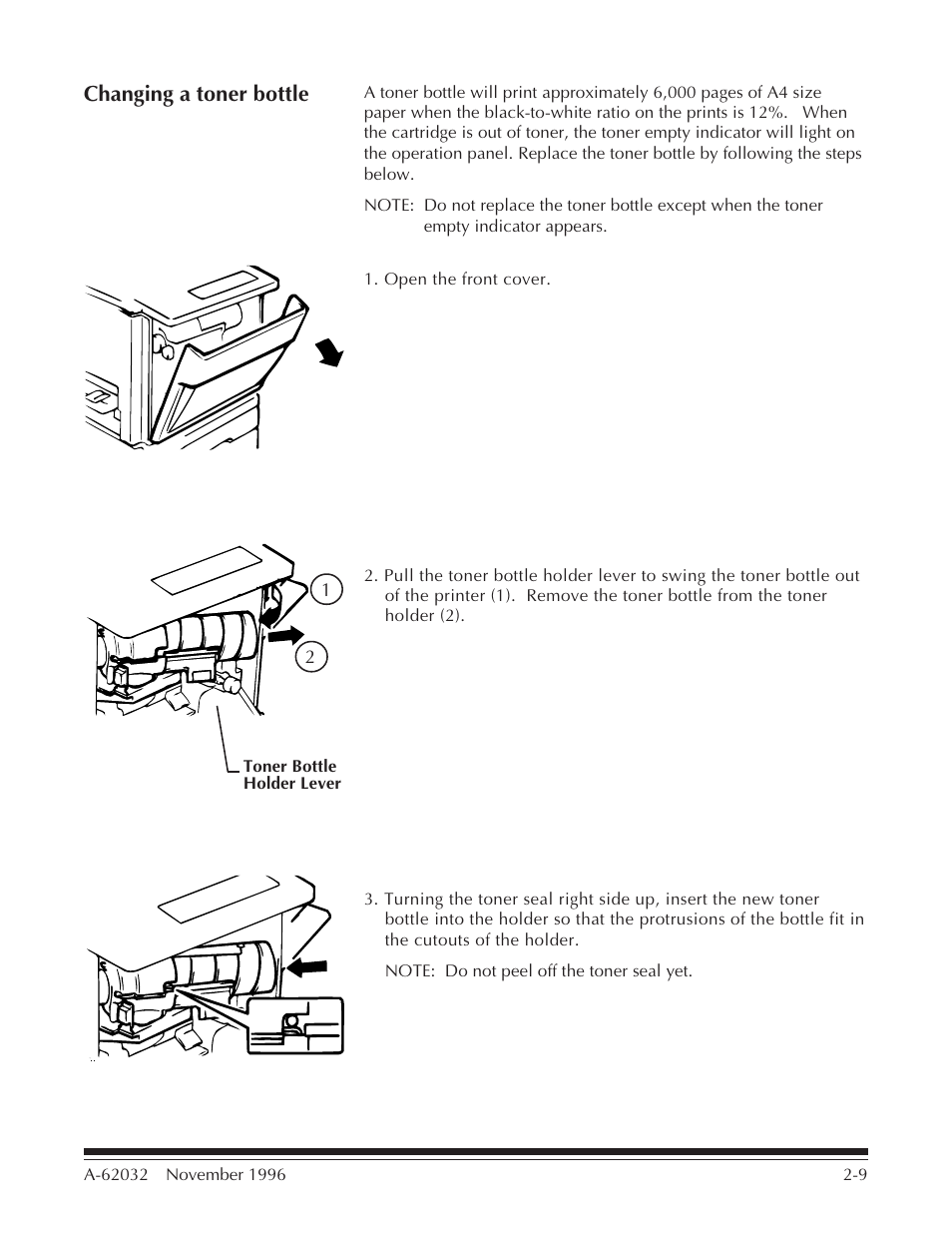 Changing a toner bottle | Kodak 7 User Manual | Page 15 / 34