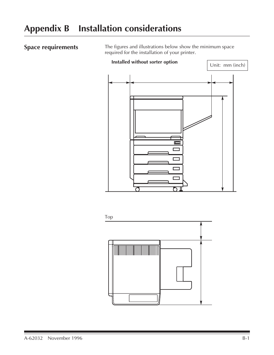 Appendix b installation considerations, Space requirements | Kodak 7 User Manual | Page 20 / 34