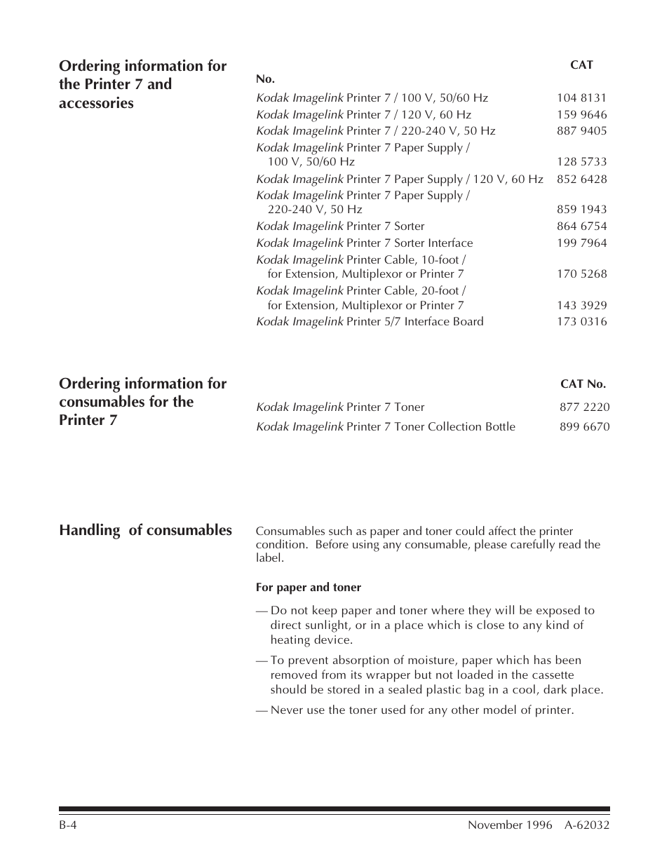 Handling of consumables | Kodak 7 User Manual | Page 23 / 34